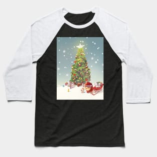 Santa Claus with Christmas Tree Baseball T-Shirt